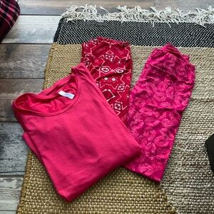 Lularoe Valentines Leggings shirt 3 pieces